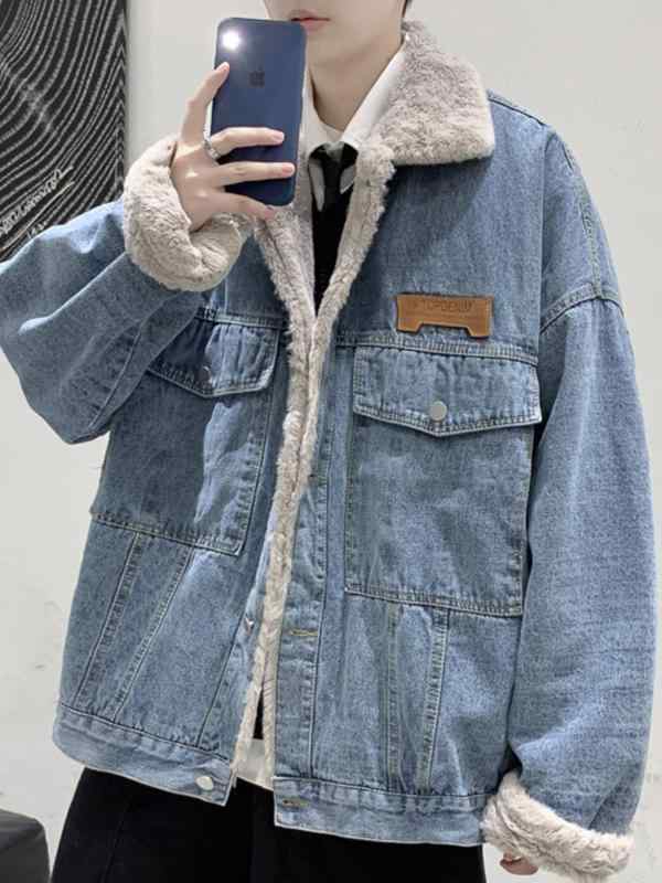 ジャケット メンズ ブルゾン Gジャン 裏ボア コーデュロイ 防寒 暖かい 秋冬 ブルー ブラック系