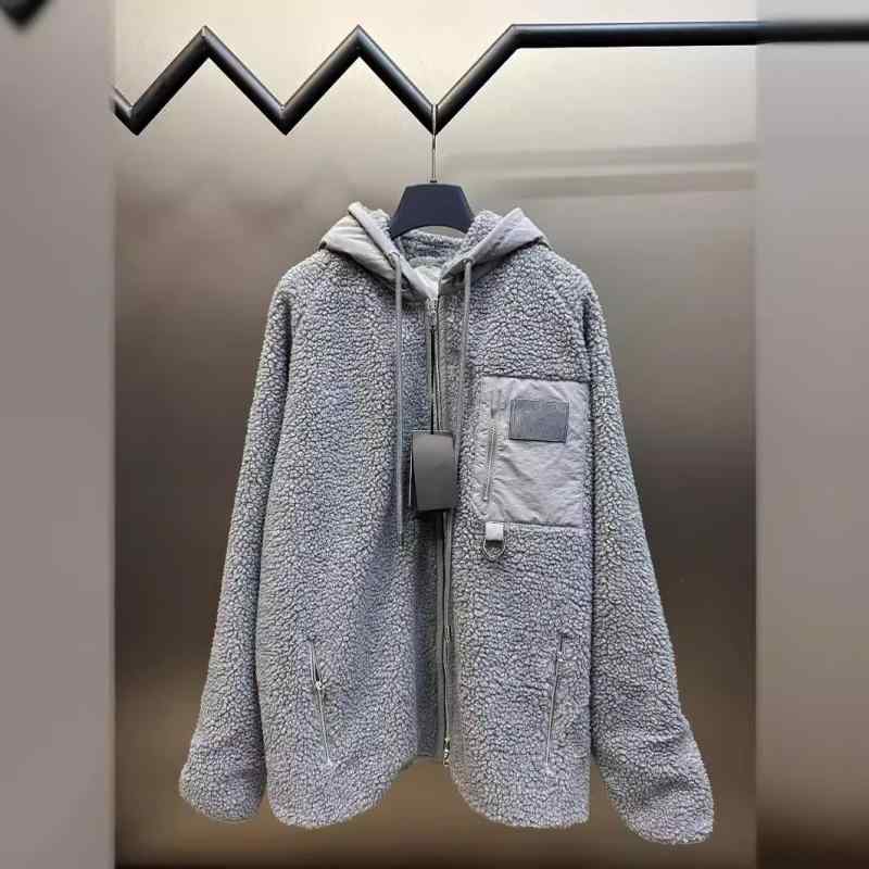 ジャケット 男女兼用 グレー テディフリース パーカー ゆったり 防風 通気性 アウター
