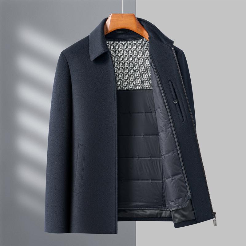 ジャケット メンズ 男性用 ウール 襟付き 無地 アウター 長袖 秋冬 ビジネス シニア 紳士服 厚手 防寒