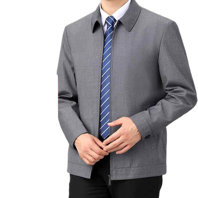 ジャケット メンズ 男性用 ウール アウター 春秋 紳士 シニア ビジネス カジュアル ジャンパー ブルゾン 立ち襟 多ポケット 紺色 ネイビー グレー カーキ