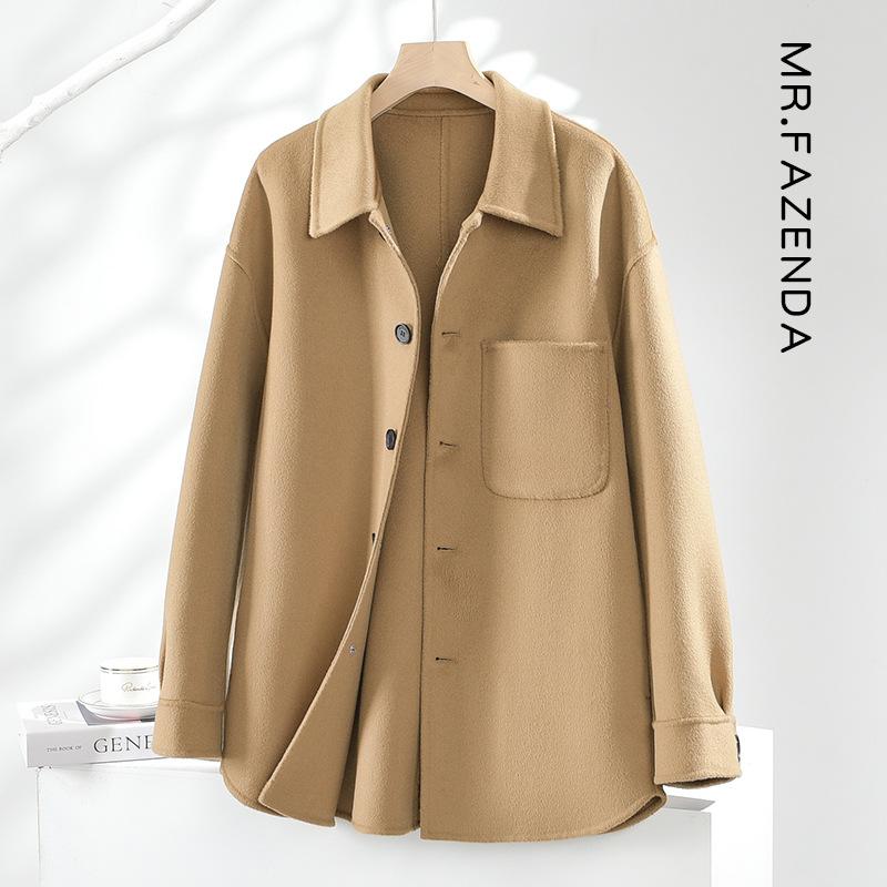 コート メンズ 男性用 ウール ミドル丈 ドロップショルダー ゆったり 両面ウール アウター 秋冬 ブラック 黒 ブラウン キャメル