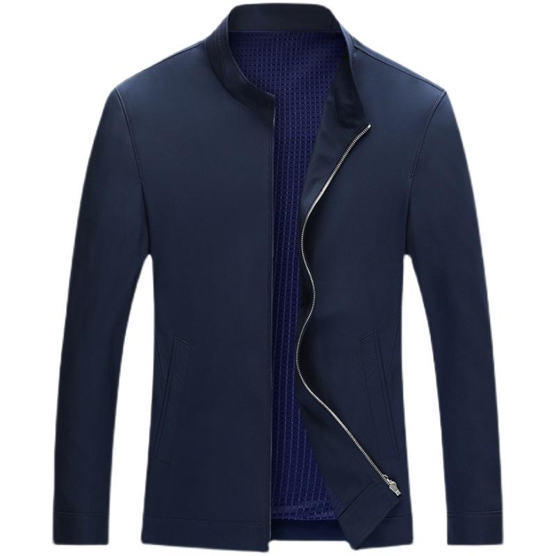 ジャケット メンズ 男性用 ブルゾン スタンドカラー ビジネス カジュアル 多ポケット 羊毛混紡 無地 厚..