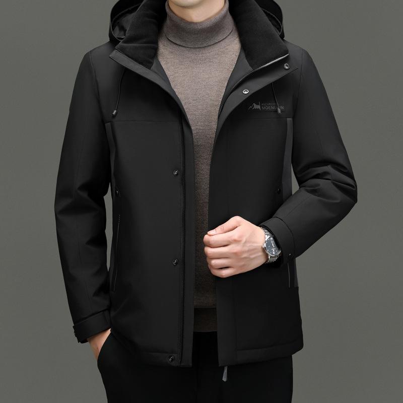 羽绒服 メンズ 男性用 ダウンジャケット フード付き 防寒 撥水 透湿 アウター ジャンパー ブルゾン 秋冬 ブラック カーキ