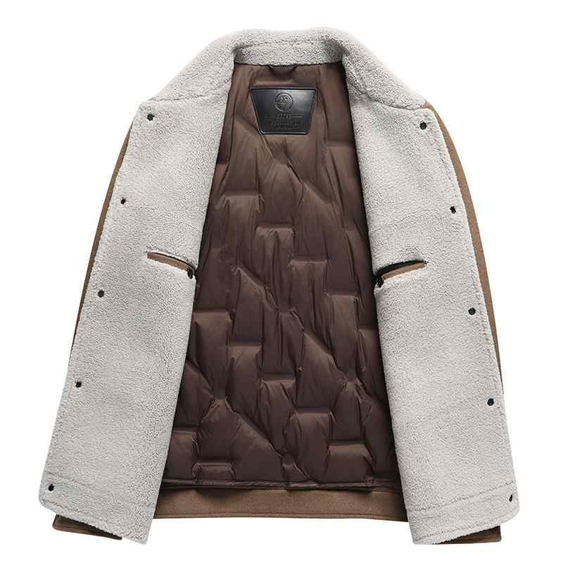 ジャケット メンズ 男性用 ウール アウター 秋冬 防風 防撕裂 取り外し可能 グースダウン インナー 紳士服 上着 襟付き シングルブレスト 無地 キャメル ブラック グリーン M L XL 2XL 3XL 4XL