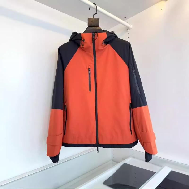 ジャケット メンズ 防風 アウター 秋冬 撥水 配色 切り替え フード付き マウンテンパーカー ジャンパー ブルゾン 綿 混紡 深グレー 橙赤 浅グレー(x3)