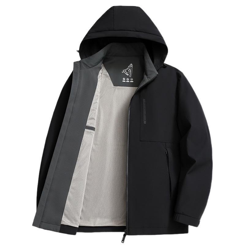 ジャケット メンズ 取り外し可能フード付き 春秋 ビジネス カジュアル 柔らか 防風 しわになりにくい 耐摩耗 アウター 紳士服 藏青 黒