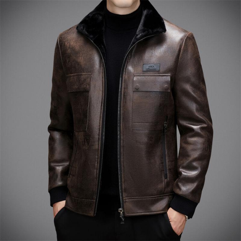 ジャケット メンズ 男性用 スエード調 裏起毛 厚手 防寒 アウター ミドル丈 ブルゾン ジャンパー 普段使い 秋冬 ブラック/ブラウン系