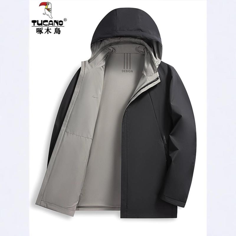 ジャケット メンズ 男性用 春秋 ブルゾン ジャンパー ビジネス カジュアル 無地 フード付き シーズンレス ポリエステル ゆったり リバーシブル 黒 ブラック