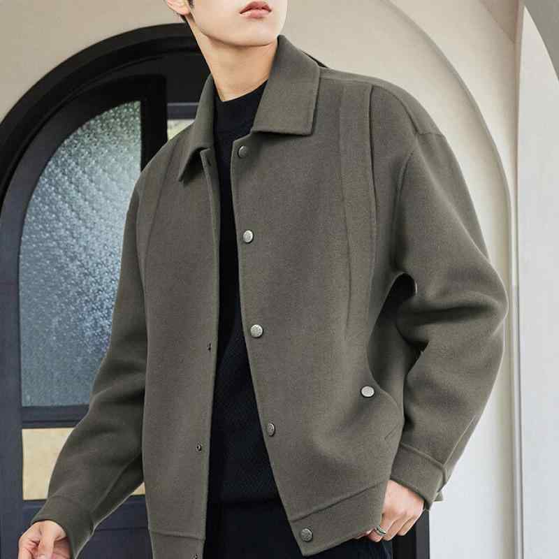 ジャケット 男性用 ウール アウター 秋冬 軽い ビジネス ブラック チャコールグレー