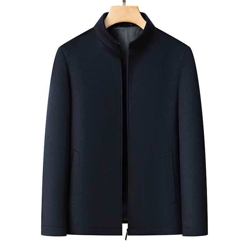 ジャケット メンズ 男性用 ウール 毛織 スタンドカラー 無地 厚手 アウター ジャンパー 普段使い 紺色 ネイビー