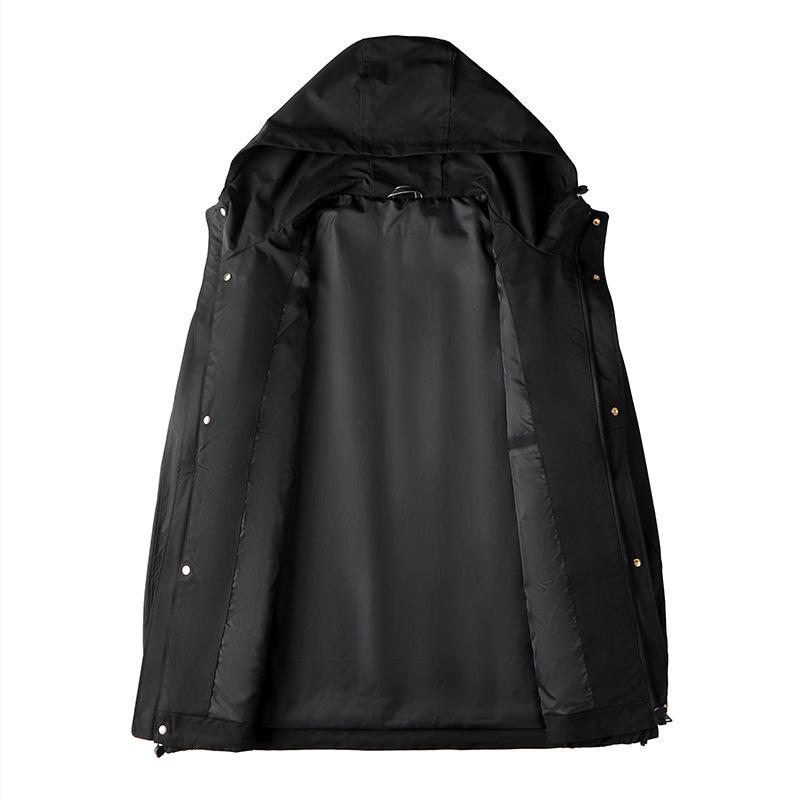 ジャケット 男性用 ブルゾン 大きいサイズ ゆったり 撥水 フード付き ポリエステル ブラック カーキ