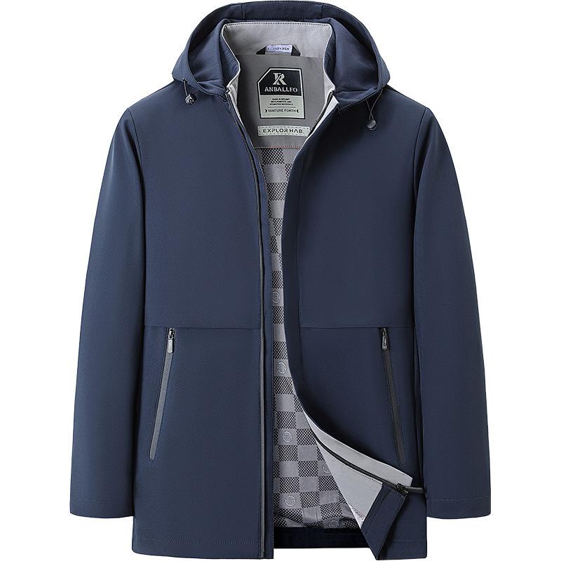 ジャケット メンズ 男性用 ブルゾン 春秋 立ち襟 ポリエステル 無地 多ポケット 取り外し可能 フード付き 紳士服 アウター 普段使い 宝藍 ブラック