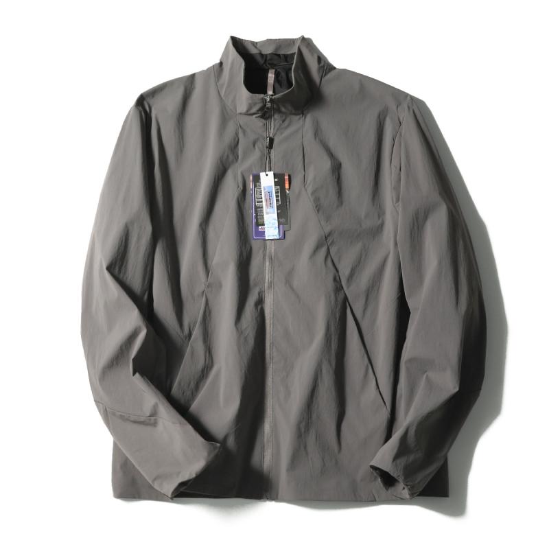楽天LINEAR shopジャケット 男性用 ビジネス カジュアル 立襟 薄手 防水 防風 撥水 無地 長袖 アウター スポーティー アウトドア 通勤 普段使い 春夏 秋冬 ナイロン ポリエステル ブラック グレー ブルー（x2）