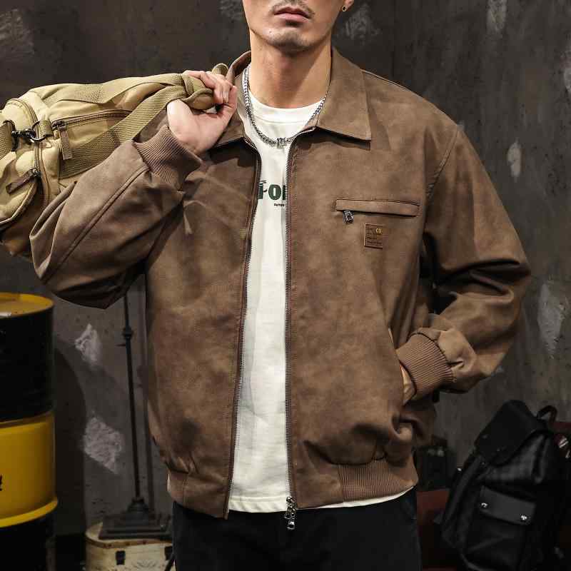 メンズ 皮革 ジャケット ブルゾン 秋冬 PUレザー ミラード色 ゆったりサイズ 古着風 ジャンパー アウタ..