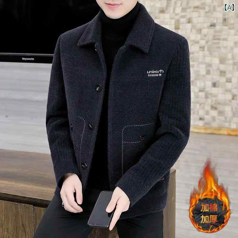 ジャケット メンズ 男性用 ウール 混紡 カジュアル ブルゾン 薄手 アウター 若者 普段使い 長袖 襟付き..