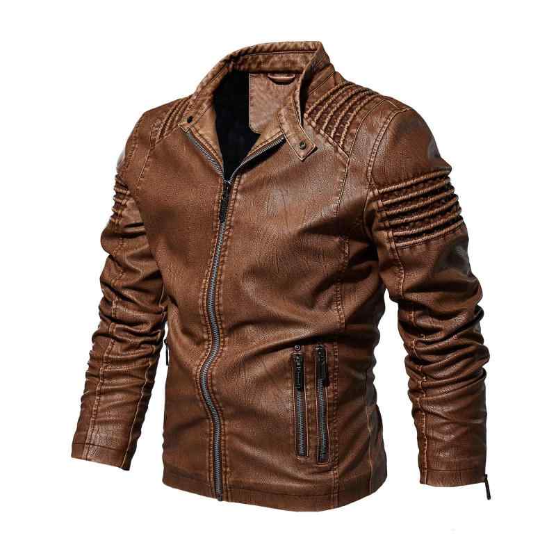 ジャケット 男性用 PUレザー 秋冬 アウター 立襟 合皮 裏地ポリエステル ブラック コーヒー カーキ M L XL 2L 3L 4L 5L