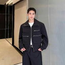 ジャケット 男性用 ブルゾン 秋冬 スタンドカラー ショート丈 立体ポケット 作業着 ミリタリー ブラック