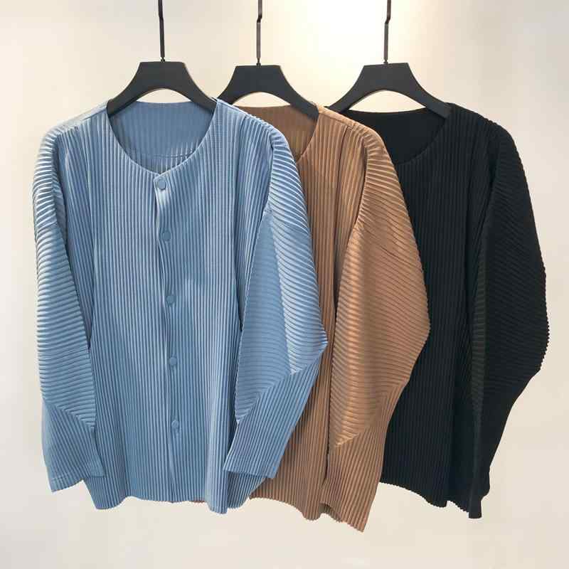 ジャケット メンズ 男性用 ブルゾン 春物 秋物 リンクル加工 ゆったり 無地 ラウンドネック ポリエステル 長袖 アウター トップス 普段使い ミドル丈 ブルー ブラック ブラウン系