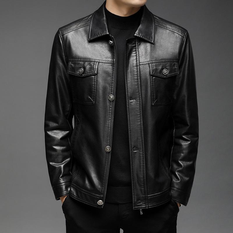 ジャケット メンズ PUレザー ライダース 秋冬 襟付き 防風 裏起毛 暖かい アウター 合皮 黒 ブラック 黄土色 M L XL 2XL 3XL 4XL