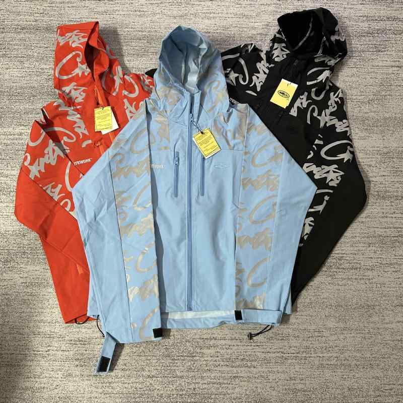 Hawaiian Jewelry - ジャケット 男性用 防水 防風 フード付き ブルゾン ジャンパー アウター ブラック オレンジ系 ブルー M L XL XXL展開 秋冬 普段使い