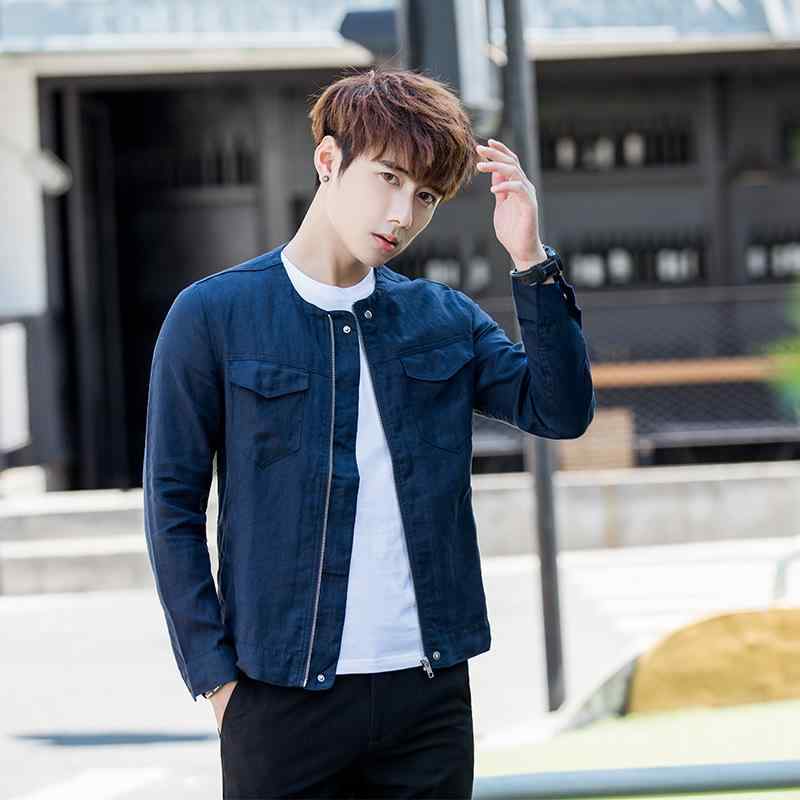 ジャケット 男性用 麻 長袖 薄手 春物 カジュアル 無地 多ポケット ホワイト カーキ ブラック ネイビー