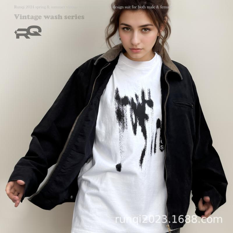 ジャケット メンズ 男性用 秋冬 耐摩耗 防風 防撕裂 ブルゾン レトロ ミリタリー ワーク アウター 綿 コットン 翻領 ルーズ ゆったり ブラック 黒