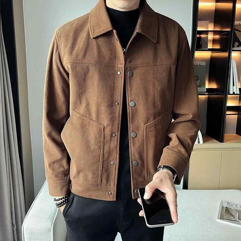 ジャケット メンズ 男性用 コーデュロイ ブルゾン レトロ 秋冬 暖かい 防寒 スタンダードカラー シング..