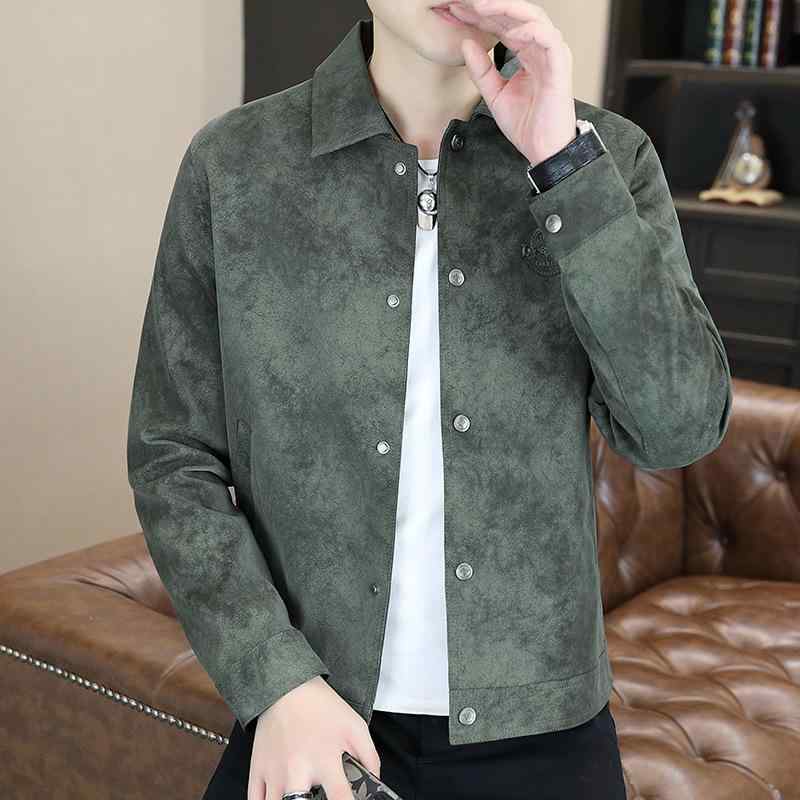 ジャケット 男性用 秋冬 ブルゾン コーデュロイ 襟付き ライトアウター ルーズ ワークスタイル カーキ ..