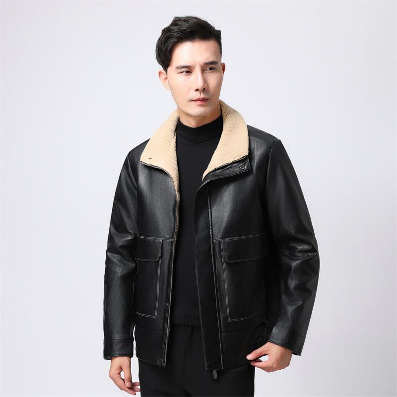 ジャケット メンズ PUレザー 裏起毛 立襟 防寒 秋冬 アウター 男性用 カジュアル 普段使い ブラック 16..