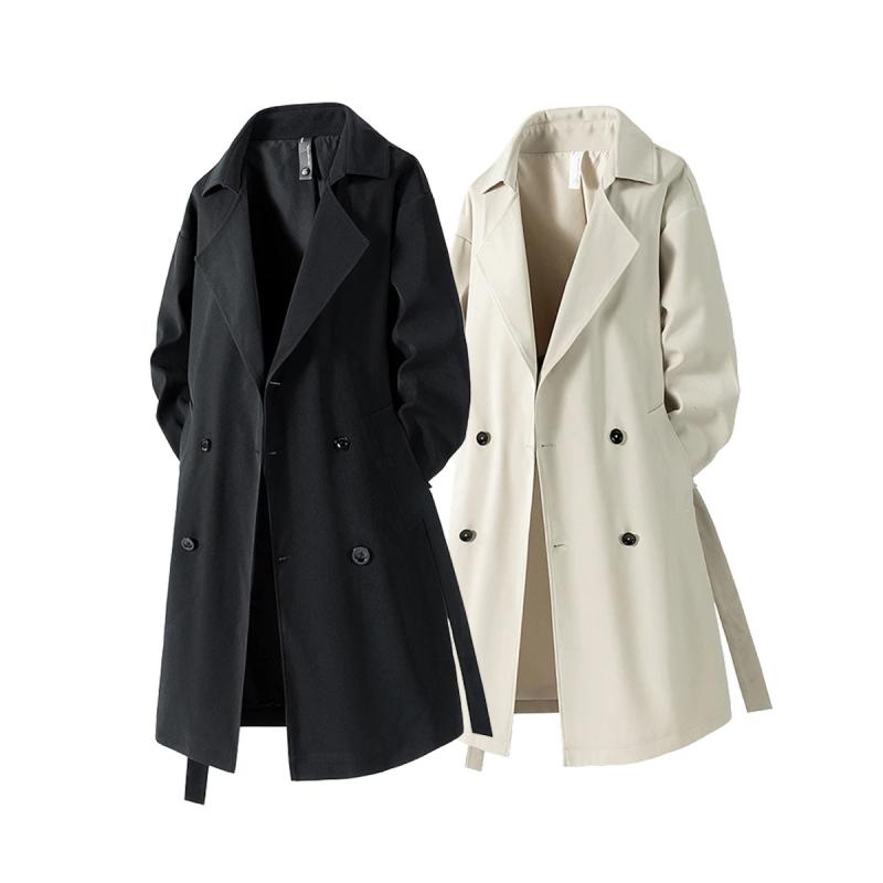 ジャケット 男性用 アウター チーム カジュアル ウェア 欧美 日系 スタイル 春秋 長袖 ミドル丈 ゆったり 無地 ブラック ホワイト ポリエステル