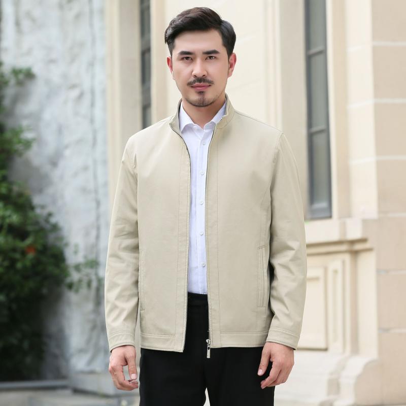 ジャケット 男性用 立ち襟 ライトアウター ビジネス カジュアル 薄手 春秋 ポリエステル カーキ ネイビー オフホワイト