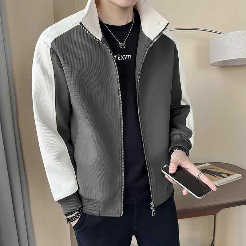 ジャケット メンズ 配色 立襟 長袖 ブルゾン 秋冬 耐摩耗 ブラック グリーン M L XL 2XL 3XL