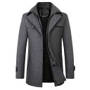 コート メンズ ウール ビジネス カジュアル 男性用 防風 ジャケット 厚手 大きいサイズ 紳士服 グレー ブラック キャメル(x2)
