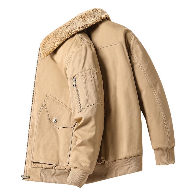 ジャケット メンズ ブルゾン 立襟 コットン 無地 カーキ ブラック 黒 ミリタリー アウター 秋