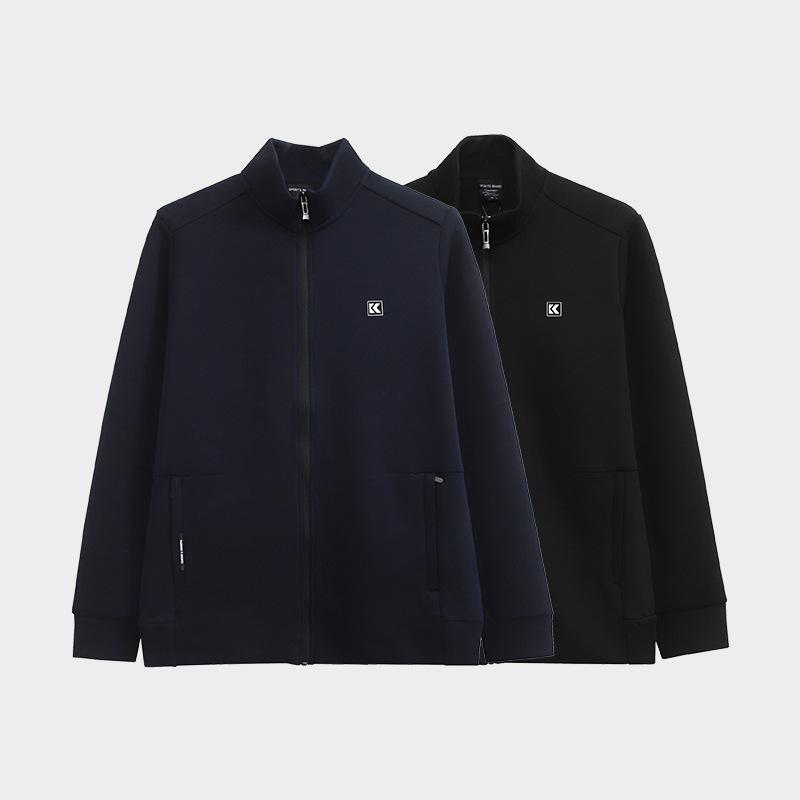 ジャケット メンズ 男性用 ブルゾン スタンドカラー コットン アウター ジャンパー トップス 長袖 伸縮性 スポーツ 普段使い ブラック 紺色