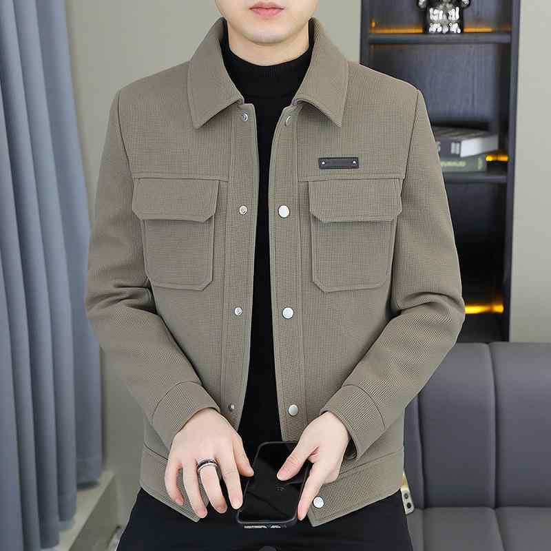 ジャケット メンズ ウール混 アウター 秋冬 防風 防寒 紳士服 テーラード アーミーグリーン ブラック ベージュ