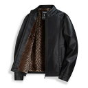 革ジャン メンズ 男性用 裏起毛 PUレザー レザージャケット スタンドカラー 秋冬 シニア 紳士 ビジネス カジュアル 防寒 あったか アウター