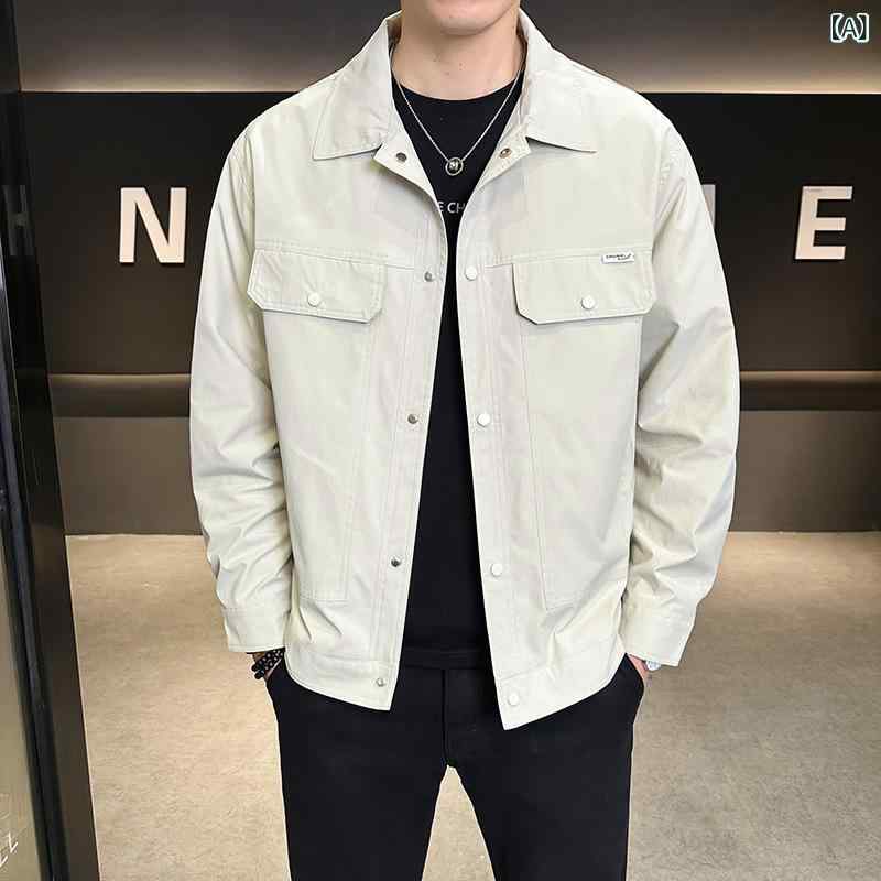 LINEAR shopのジャケット メンズ 男性用 ブルゾン ジャンパー アウター カジュアル ワークウェア 普段使い 耐摩耗 防風 ポリエステル ミリタリー 3色｜アングル2