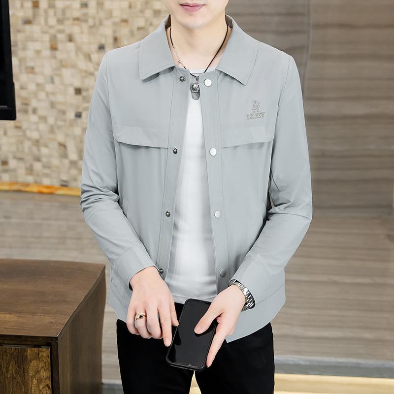 ジャケット 男性用 襟付き 薄手 アウター メンズ トップス 羽織り 上着 ポリエステル 春夏 ホワイト 白 ブラック 黒