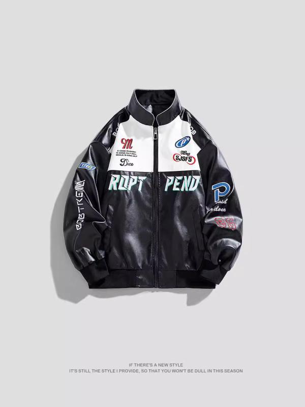 ジャケット メンズ PUレザー レザージャケット ライダースジャケット スタンドカラー 春秋 アウター バイカー カジュアル 黒 白