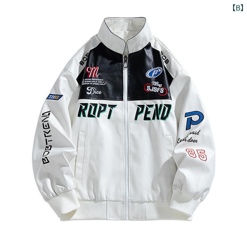 ジャケット メンズ PUレザー レザージャケット ライダースジャケット スタンドカラー 春秋 アウター バイカー カジュアル 黒 白