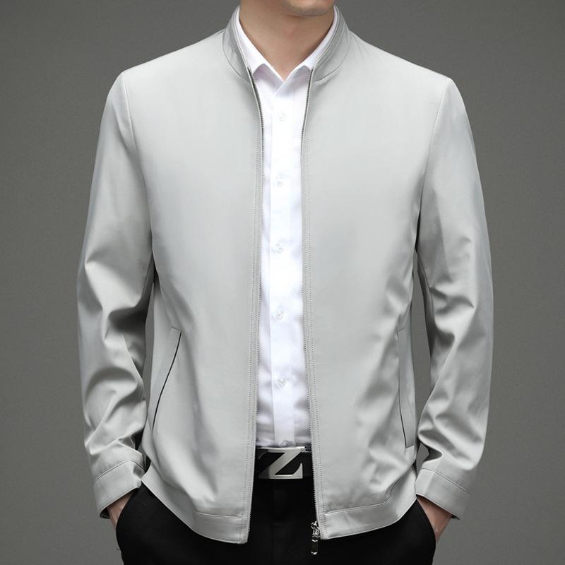 ジャケット 男性用 ブルゾン ミドルエイジ 無地 ポリエステル 立襟 アウター トップス 長袖 普段使い ..