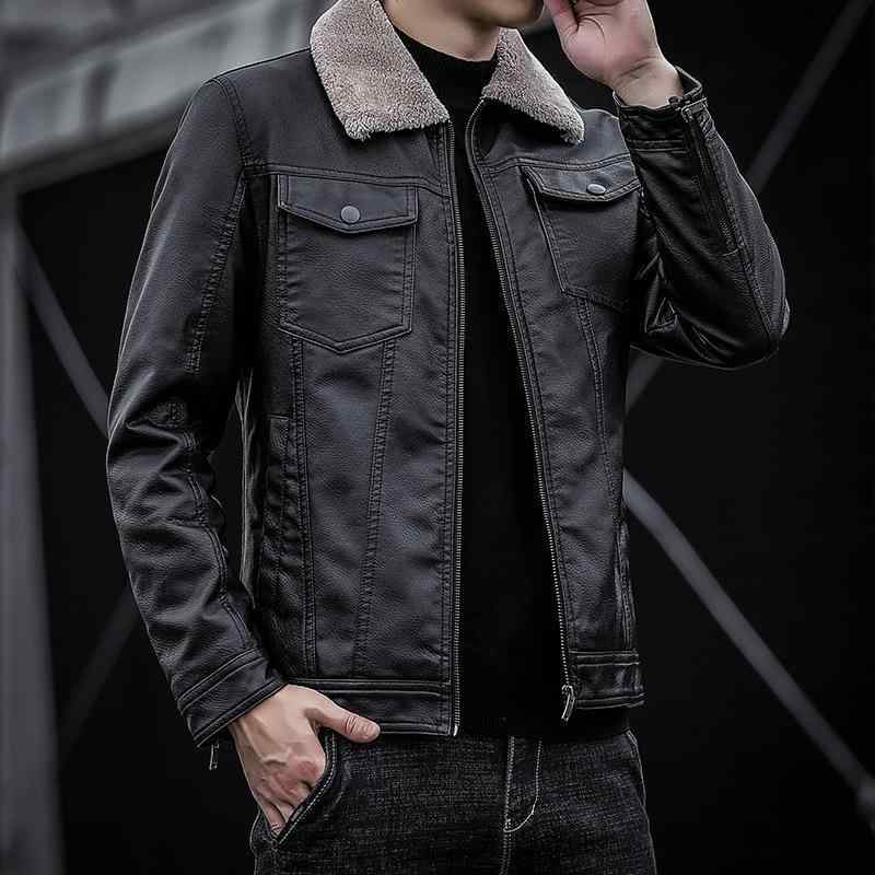 ジャケット 男性用 裏起毛 PUレザー ブルゾン 秋冬 襟付き フェイクレザー ゆったり ブラック イエロー コーヒー色
