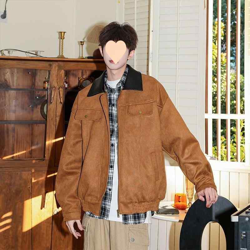 ジャケット 男性用 スエード調 ブルゾン ジャンパー 春物 カジュアル ワーク ウェア ブラック 黒 ブラウン 茶色