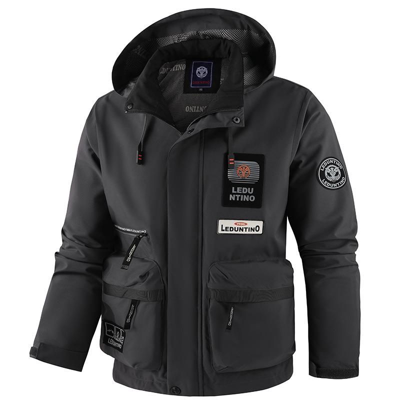 ジャケット メンズ 男性用 カジュアル ブルゾン 秋冬 アウター フード付き ジャンパー 普段使い 立ち襟..