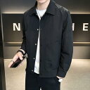 ジャケット 男性用 ブルゾン 春物 襟付き 無地 韓国 スタイリッシュ アウター ブラック グリーン