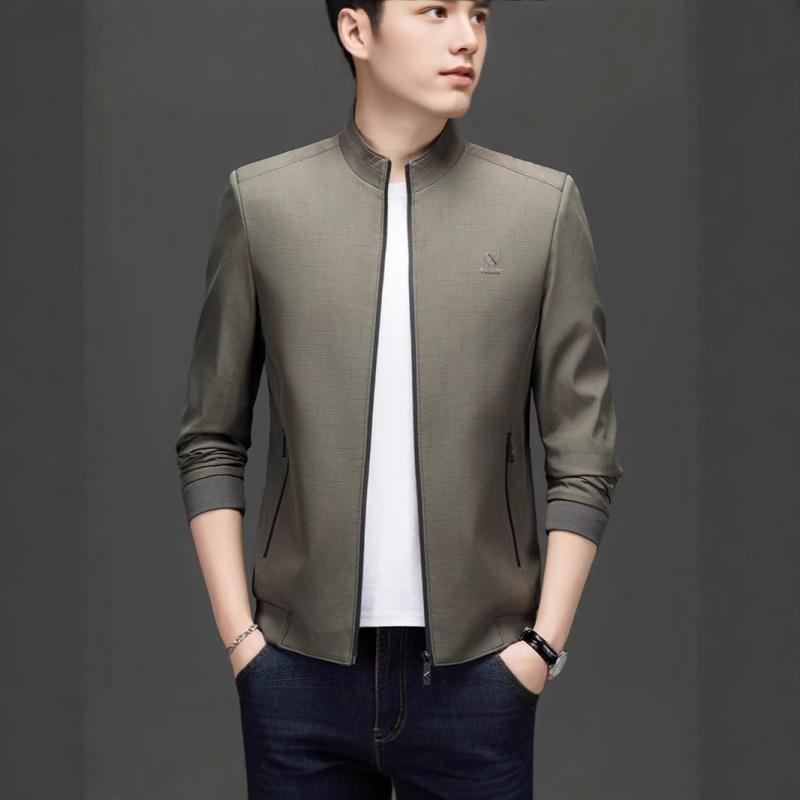 ジャケット メンズ 男性用 ブルゾン 春秋 アウター カジュアル ビジネス 立ち襟 ジップアップ 多ポケット ポリエステル カーキ ハ青 ブルー