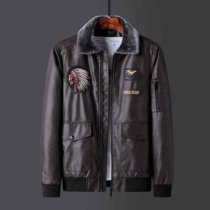 ジャケット メンズ レザージャケット 秋冬 ライダースジャケット 裏起毛 ゆったり 襟付き PUレザー ブラック ブラウン カーキ(x2)