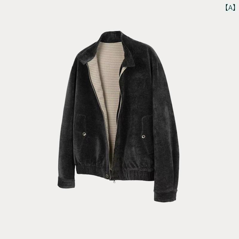 LINEAR shopのジャケット メンズ 厚手 立襟 ショート丈 アウター 秋冬 韓国 おしゃれ 流行 ウールブレンド ゆったり 防寒 あったか カジュアル ブラック ダークブラウン｜アングル2