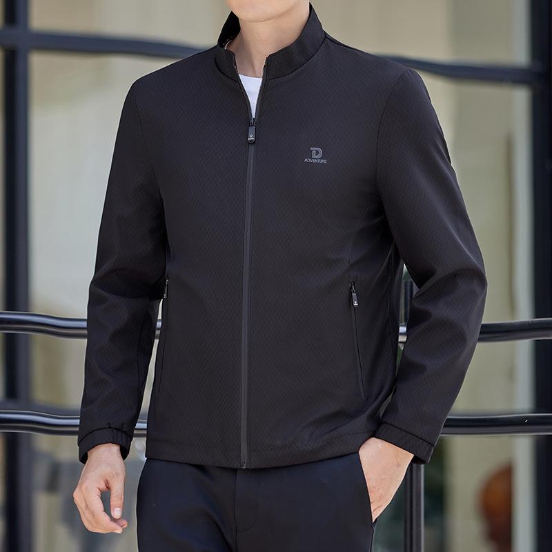 ジャケット メンズ 男性用 ブルゾン 春秋 格子柄 ミドル丈 アウター 紳士服 ポリエステル 防風 ハーグリーン ブラック